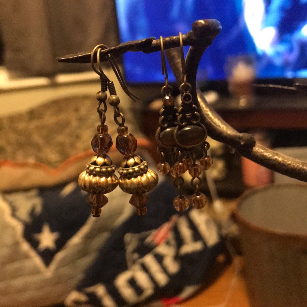 2 sets of copper bead earrings